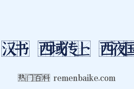 汉书·西域传上·西夜国是什么意思的图片